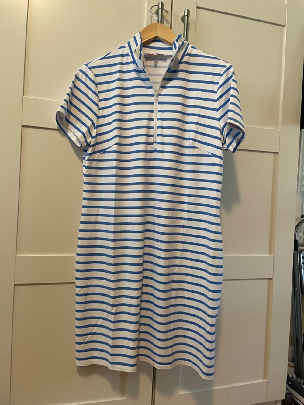 Jude Connolly Blue and White Striped Half-Zip Dress